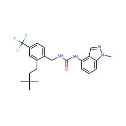 Cn1ncc2c(NC(=O)NCc3ccc(C(F)(F)F)cc3CCC(C)(C)C)cccc21 ZINC000043194074