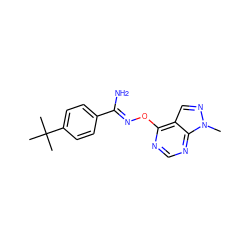 Cn1ncc2c(O/N=C(\N)c3ccc(C(C)(C)C)cc3)ncnc21 ZINC000015923386