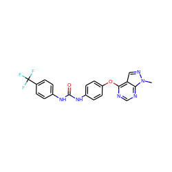 Cn1ncc2c(Oc3ccc(NC(=O)Nc4ccc(C(F)(F)F)cc4)cc3)ncnc21 ZINC000095587784