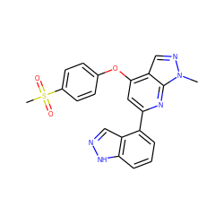 Cn1ncc2c(Oc3ccc(S(C)(=O)=O)cc3)cc(-c3cccc4[nH]ncc34)nc21 ZINC000064548614