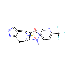 Cn1ncc2c1[C@H]1Cc3n[nH]cc3[C@@H]2N1S(=O)(=O)c1ccc(C(F)(F)F)nc1 ZINC000096906472