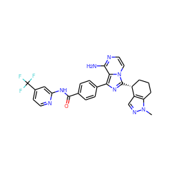 Cn1ncc2c1CCC[C@H]2c1nc(-c2ccc(C(=O)Nc3cc(C(F)(F)F)ccn3)cc2)c2c(N)nccn12 ZINC000217090963