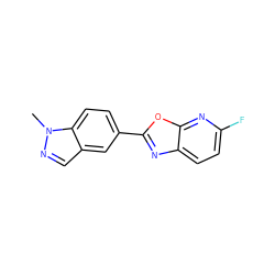 Cn1ncc2cc(-c3nc4ccc(F)nc4o3)ccc21 ZINC000095562381