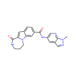 Cn1ncc2cc(NC(=O)c3ccc4cc5n(c4c3)CCCNC5=O)cnc21 ZINC000218276589