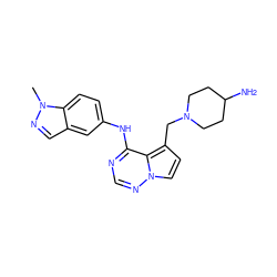Cn1ncc2cc(Nc3ncnn4ccc(CN5CCC(N)CC5)c34)ccc21 ZINC000066259306