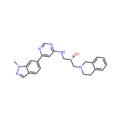 Cn1ncc2ccc(-c3cc(NC[C@H](O)CN4CCc5ccccc5C4)ncn3)cc21 ZINC000219728867