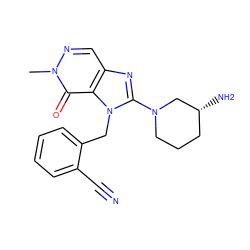 Cn1ncc2nc(N3CCC[C@@H](N)C3)n(Cc3ccccc3C#N)c2c1=O ZINC000014953869