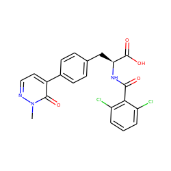 Cn1nccc(-c2ccc(C[C@H](NC(=O)c3c(Cl)cccc3Cl)C(=O)O)cc2)c1=O ZINC000029127819