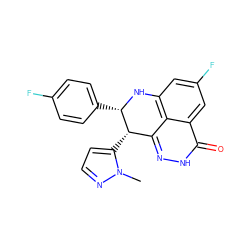 Cn1nccc1[C@H]1c2n[nH]c(=O)c3cc(F)cc(c23)N[C@H]1c1ccc(F)cc1 ZINC000653798048