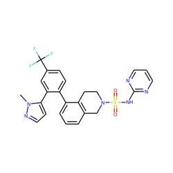 Cn1nccc1-c1cc(C(F)(F)F)ccc1-c1cccc2c1CCN(S(=O)(=O)Nc1ncccn1)C2 ZINC000147449229