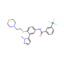 Cn1nccc1-c1cc(NC(=O)c2cccc(C(F)(F)F)c2)ccc1OCCN1CCOCC1 ZINC000049051677