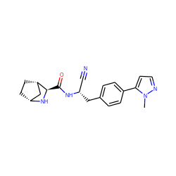 Cn1nccc1-c1ccc(C[C@@H](C#N)NC(=O)[C@H]2N[C@@H]3CC[C@H]2C3)cc1 ZINC000221910068