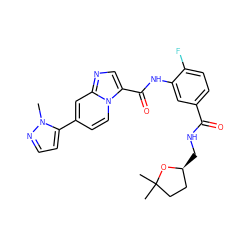 Cn1nccc1-c1ccn2c(C(=O)Nc3cc(C(=O)NC[C@H]4CCC(C)(C)O4)ccc3F)cnc2c1 ZINC001772638453