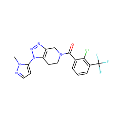 Cn1nccc1-n1nnc2c1CCN(C(=O)c1cccc(C(F)(F)F)c1Cl)C2 ZINC000225991905