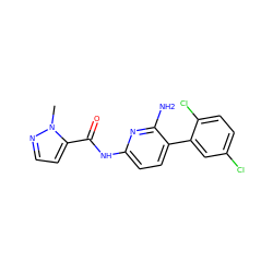 Cn1nccc1C(=O)Nc1ccc(-c2cc(Cl)ccc2Cl)c(N)n1 ZINC000113428795