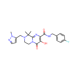 Cn1nccc1CN1CCn2c(nc(C(=O)NCc3ccc(F)cc3)c(O)c2=O)C1(C)C ZINC000035017624