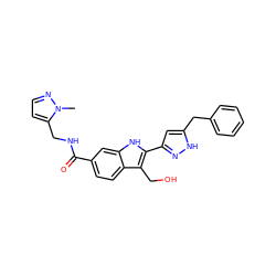 Cn1nccc1CNC(=O)c1ccc2c(CO)c(-c3cc(Cc4ccccc4)[nH]n3)[nH]c2c1 ZINC000049808075