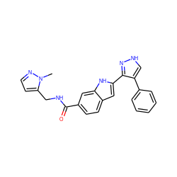 Cn1nccc1CNC(=O)c1ccc2cc(-c3n[nH]cc3-c3ccccc3)[nH]c2c1 ZINC000049808275