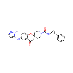 Cn1nccc1Nc1ccc2c(c1)C(=O)CC1(CCN(C(=O)N[C@H]3C[C@@H]3c3ccccc3)CC1)O2 ZINC000040955815