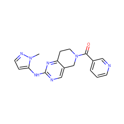 Cn1nccc1Nc1ncc2c(n1)CCN(C(=O)c1cccnc1)C2 ZINC001772605917