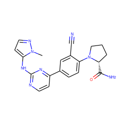 Cn1nccc1Nc1nccc(-c2ccc(N3CCC[C@@H]3C(N)=O)c(C#N)c2)n1 ZINC000113824210