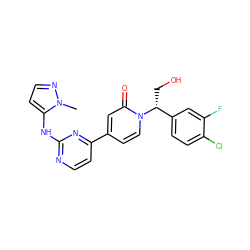 Cn1nccc1Nc1nccc(-c2ccn([C@H](CO)c3ccc(Cl)c(F)c3)c(=O)c2)n1 ZINC000144904566