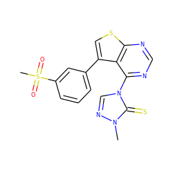 Cn1ncn(-c2ncnc3scc(-c4cccc(S(C)(=O)=O)c4)c23)c1=S ZINC000653763574