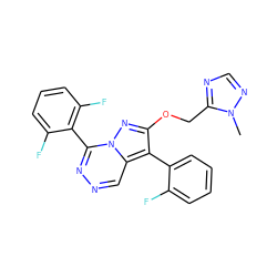 Cn1ncnc1COc1nn2c(-c3c(F)cccc3F)nncc2c1-c1ccccc1F ZINC000036088322