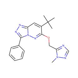 Cn1ncnc1COc1nn2c(-c3ccccc3)nnc2cc1C(C)(C)C ZINC000013675149