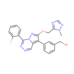 Cn1ncnc1COc1nn2c(-c3ccccc3F)nncc2c1-c1cccc(CO)c1 ZINC000036088270