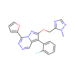 Cn1ncnc1COc1nn2c(-c3ccco3)nncc2c1-c1ccccc1F ZINC000036088294