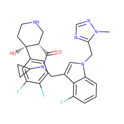 Cn1ncnc1Cn1cc(CN(C(=O)[C@H]2CNCC[C@]2(O)c2ccc(F)c(F)c2)C2CC2)c2c(F)cccc21 ZINC000073140598