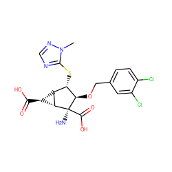 Cn1ncnc1S[C@@H]1[C@@H](OCc2ccc(Cl)c(Cl)c2)[C@@](N)(C(=O)O)[C@@H]2[C@@H](C(=O)O)[C@H]12 ZINC000215918707