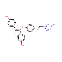 Cn1nnc(/C=C/c2ccc(Oc3c(-c4ccc(O)cc4)sc4cc(O)ccc34)cc2)n1 ZINC001772642064