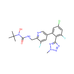 Cn1nnc(-c2c(F)cc(Cl)cc2-c2cnc(CNC(=O)N(O)C(C)(C)C)c(F)c2)n1 ZINC000045364380