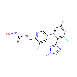 Cn1nnc(-c2c(F)cc(Cl)cc2-c2cnc(CNC(=O)NO)c(F)c2)n1 ZINC000045364628