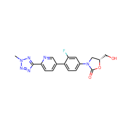 Cn1nnc(-c2ccc(-c3ccc(N4C[C@H](CO)OC4=O)cc3F)cn2)n1 ZINC000043100956