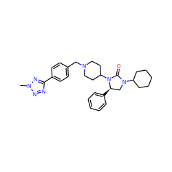 Cn1nnc(-c2ccc(CN3CCC(N4C(=O)N(C5CCCCC5)C[C@H]4c4ccccc4)CC3)cc2)n1 ZINC000096285444