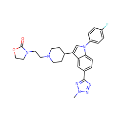 Cn1nnc(-c2ccc3c(c2)c(C2CCN(CCN4CCOC4=O)CC2)cn3-c2ccc(F)cc2)n1 ZINC000013493017