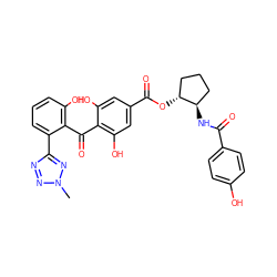 Cn1nnc(-c2cccc(O)c2C(=O)c2c(O)cc(C(=O)O[C@@H]3CCC[C@H]3NC(=O)c3ccc(O)cc3)cc2O)n1 ZINC000014944161