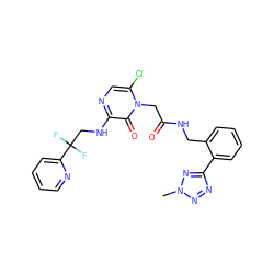 Cn1nnc(-c2ccccc2CNC(=O)Cn2c(Cl)cnc(NCC(F)(F)c3ccccn3)c2=O)n1 ZINC000013579401