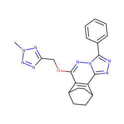 Cn1nnc(COc2nn3c(-c4ccccc4)nnc3c3c2C2CCC3CC2)n1 ZINC000013610478