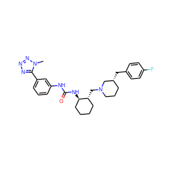 Cn1nnnc1-c1cccc(NC(=O)N[C@@H]2CCCC[C@H]2CN2CCC[C@@H](Cc3ccc(F)cc3)C2)c1 ZINC000013613369