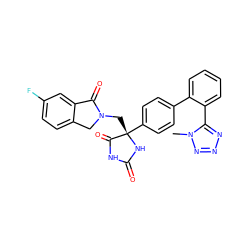 Cn1nnnc1-c1ccccc1-c1ccc([C@]2(CN3Cc4ccc(F)cc4C3=O)NC(=O)NC2=O)cc1 ZINC000058590945