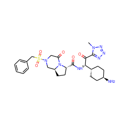 Cn1nnnc1C(=O)[C@@H](NC(=O)[C@@H]1CC[C@H]2CN(S(=O)(=O)Cc3ccccc3)CC(=O)N21)[C@H]1CC[C@H](N)CC1 ZINC000253666654