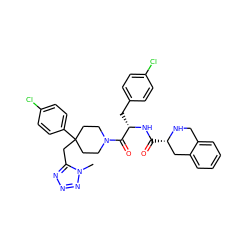 Cn1nnnc1CC1(c2ccc(Cl)cc2)CCN(C(=O)[C@H](Cc2ccc(Cl)cc2)NC(=O)[C@H]2Cc3ccccc3CN2)CC1 ZINC000095613300