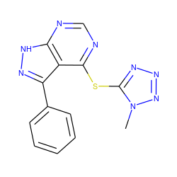 Cn1nnnc1Sc1ncnc2[nH]nc(-c3ccccc3)c12 ZINC000114806112