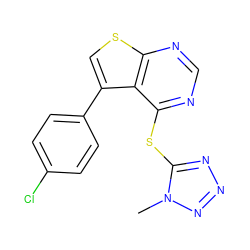 Cn1nnnc1Sc1ncnc2scc(-c3ccc(Cl)cc3)c12 ZINC000008131984