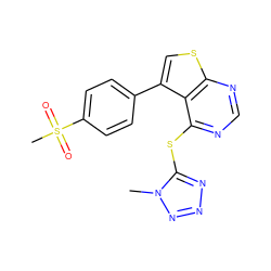 Cn1nnnc1Sc1ncnc2scc(-c3ccc(S(C)(=O)=O)cc3)c12 ZINC000036380195