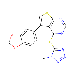 Cn1nnnc1Sc1ncnc2scc(-c3ccc4c(c3)OCO4)c12 ZINC000036380198